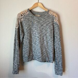 Hollister Crochet Lace Shoulder Crewneck Sweatshirt